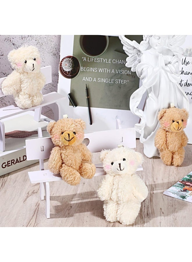 12 Pieces Mini Bear Toy, 4.7 Inch Stuffed Tiny Bear, Jointed Bear, Soft Tiny Bear Doll, for DIY Keychain, Birthday, Wedding Decorations Party Favor (Brown, Beige, Blush Style) - Image 4
