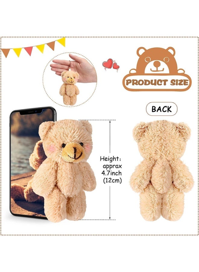 12 Pieces Mini Bear Toy, 4.7 Inch Stuffed Tiny Bear, Jointed Bear, Soft Tiny Bear Doll, for DIY Keychain, Birthday, Wedding Decorations Party Favor (Brown, Beige, Blush Style) - Image 2