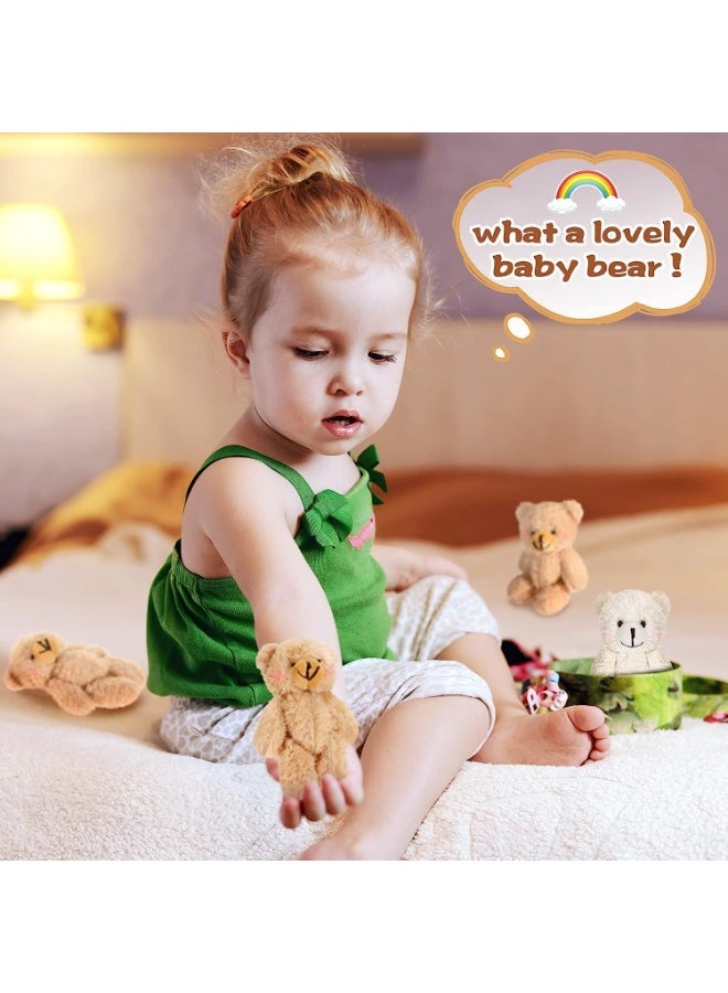 12 Pieces Mini Bear Toy, 4.7 Inch Stuffed Tiny Bear, Jointed Bear, Soft Tiny Bear Doll, for DIY Keychain, Birthday, Wedding Decorations Party Favor (Brown, Beige, Blush Style) - Image 5