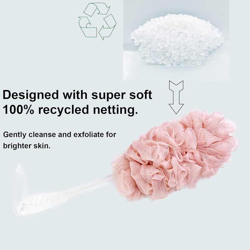 PPHAO BASIC Pink Loofah on a Stick - 2 Pack - Image 5