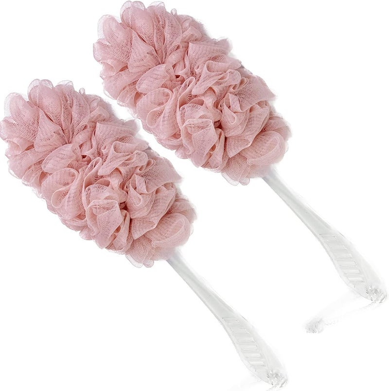 PPHAO BASIC Pink Loofah on a Stick - 2 Pack - Image 1
