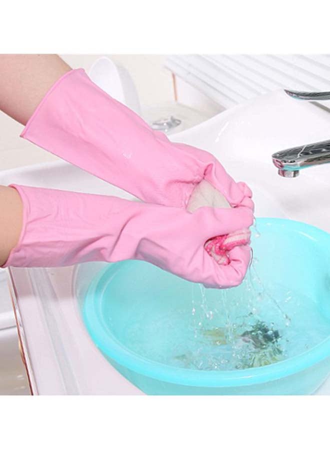 Kitchen Cleaning Rubber Hand Gloves Pink M - Image 4