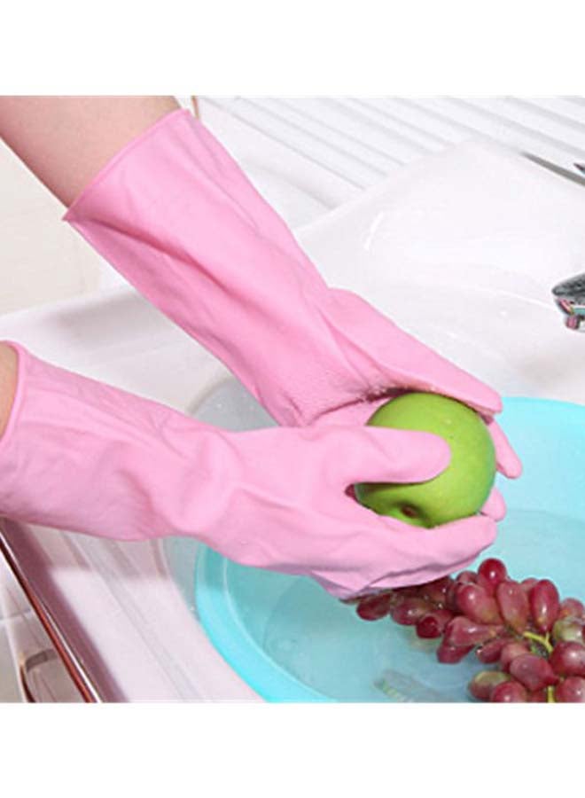 Kitchen Cleaning Rubber Hand Gloves Pink M - Image 3