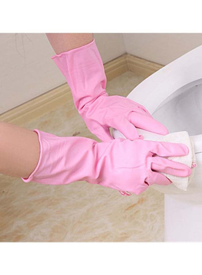 Kitchen Cleaning Rubber Hand Gloves Pink M - Image 2