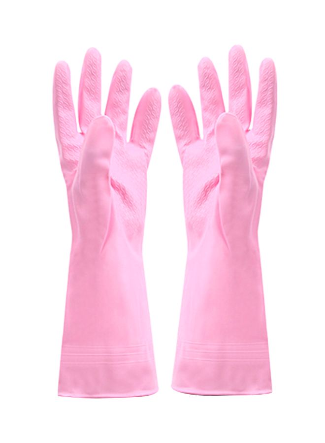 Kitchen Cleaning Rubber Hand Gloves Pink M - Image 1
