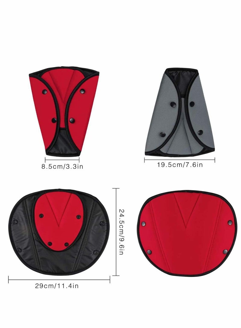 Excefore 2Pcs Grey Child Car Safety Cover Harness Strap Cars Adjuster Pad Baby Kid Seat Belt Seatbelt Clip Seat Belt Adjustable Knob Belt - Image 2