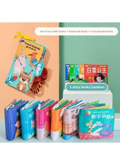 Generic Direct Selling Baby Cloth Book Baby Early Education Can Not Tear Bite Toy Three-dimensional Early Teaching Month Baby Book-Color:Bilingual 6-piece Set + Forest Tail (5 Story Books Included)  - Image 1