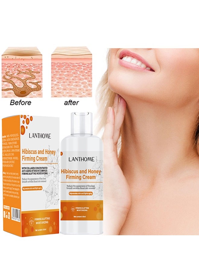 Lanthome Hibiscus and Honey Firming Cream - Neck Firming Cream Skin Tightening Cream Skin Firming Lotion with Collagen and Hyaluronic Acid Reduces the Look of Neck Lines Tightens Firming and Smooths 60ml  - Image 3