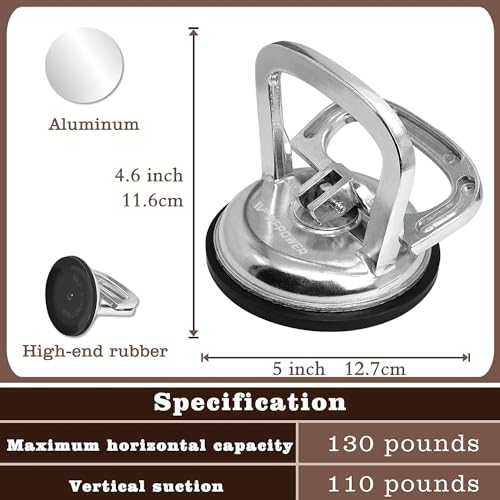 WFPOWER 2 x Car Dent Pullers, Aluminum Dent Pullers Body Dent Repair Suction Cup, Powerful Car Dent Remover Tool with Handle Lifter for Car Dent Repair, Glass Lifting, Objects Moving - Image 2
