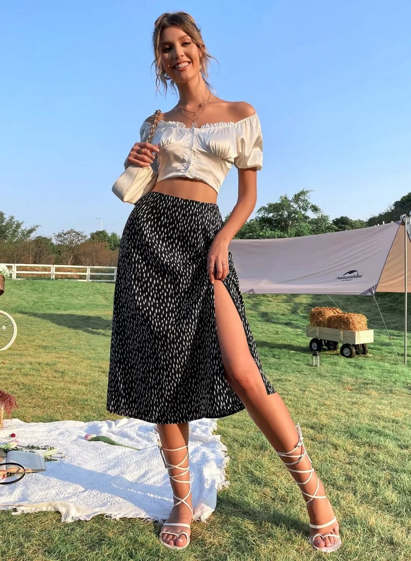 Dalmatian Print Split Thigh Skirt - Image 5