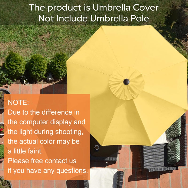 EliteShade USA 9FT Patio Umbrella Replacement Covers 8 Ribs Market Umbrella Canopy Cover (CANOPY ONLY) (Yellow) - Image 2