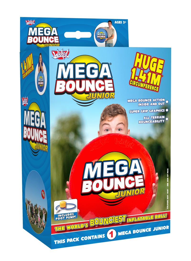 Wicked Mega Bounce Junior 141cm, Assorted 1 Piece (Color May Vary) | Inflatable Ball | Includes Handy Foot Pump | Bouncing Ball for Beach, Park and Playground - Image 1