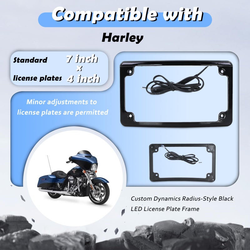 SoCiMa Curved LED License Plate Frame with Light Compatible with Harley Davidson 4" x 7" License Plate (Black) - Image 3