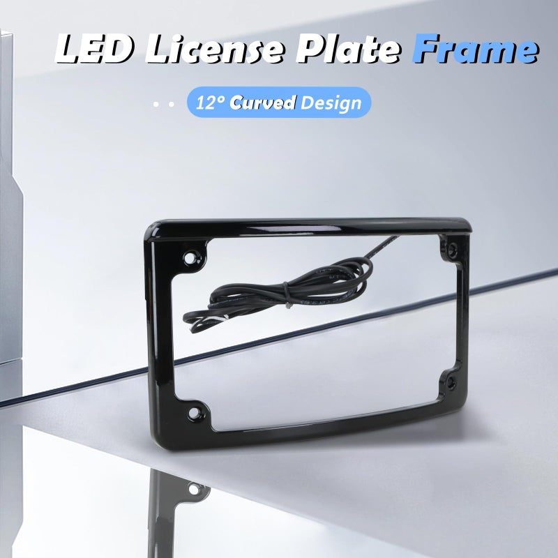 SoCiMa Curved LED License Plate Frame with Light Compatible with Harley Davidson 4" x 7" License Plate (Black) - Image 2