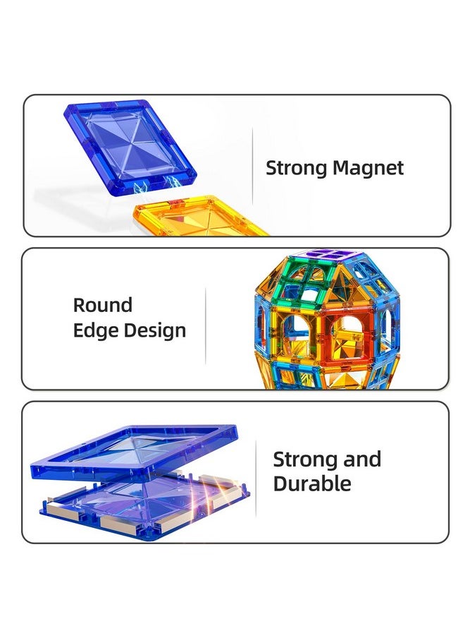 TEMI TEMI Magnet Tiles, 80 PCS Magnetism Building Toy Set, Learning and Education Toys for Ages 3 4 5 6 7 8+ Year Old Toddler Kids Boys and Girls  - Image 4