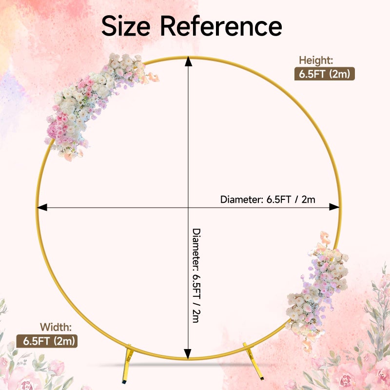 JEBUTU Balloon Arch Stand Metal Round Backdrop Stand Circle Balloon Arch Frame Wedding Arches 6.5FT for Ceremony Birthday Party Baby Shower Decoration - Image 3