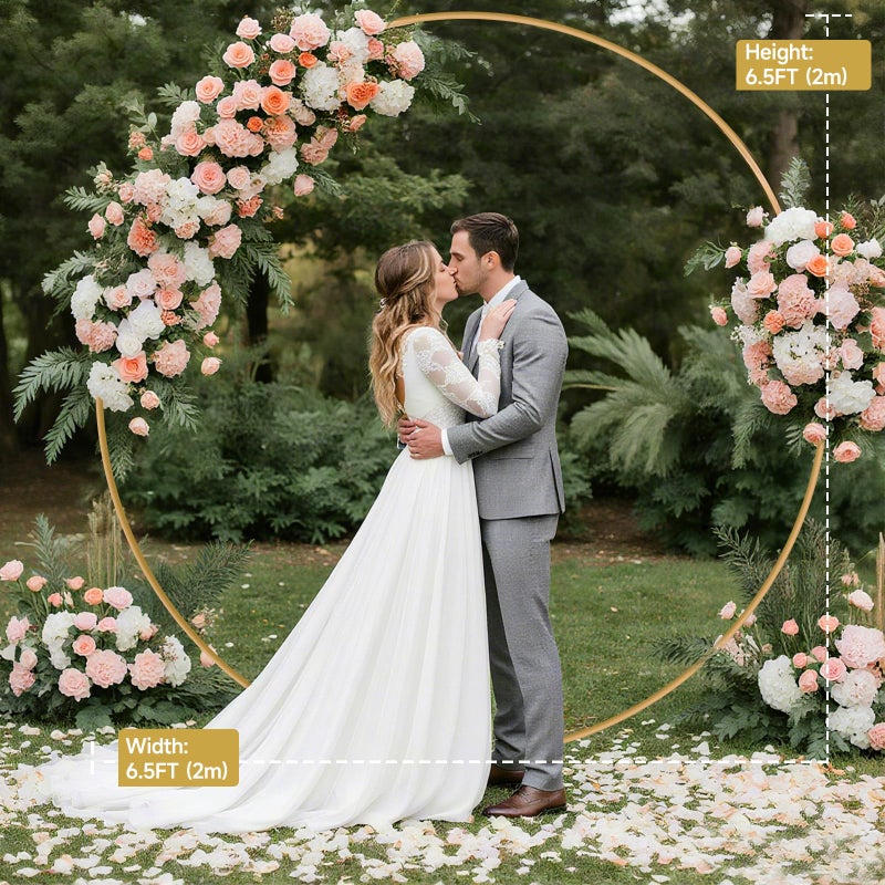 JEBUTU Balloon Arch Stand Metal Round Backdrop Stand Circle Balloon Arch Frame Wedding Arches 6.5FT for Ceremony Birthday Party Baby Shower Decoration - Image 2