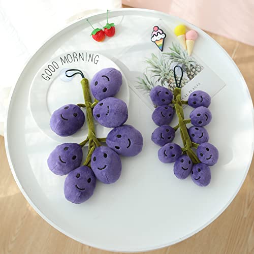 Marble Empire Grape Plush Toy Stuffed Fruit Plushies Grapes Ornaments Cute Car Accessories Rear View Mirror Hanging Decorations Purple - Image 5