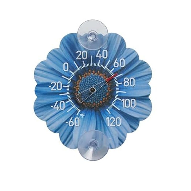 Taylor Daisy Dial Thermometer, 4-Inch Indoor Outdoor Silicone Suction Cup Thermometer, Weather-Resistant Temperature Gauge for Patio, Pool, Garden, or Garage, Blue - Image 1