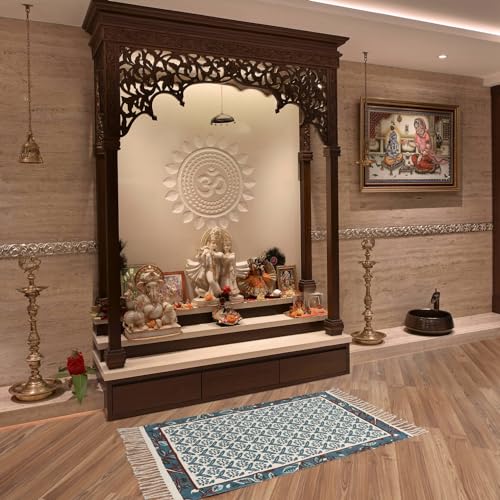 Villedomo Luxury Modern Dhurrie For Floor, Living Room & Bedroom | Drawing Room Dhurrie | Batik Blue | Dhurrie For Living Room Size - 2 X 3 Feet (60 X 90 Cm), Rectangular - Image 2