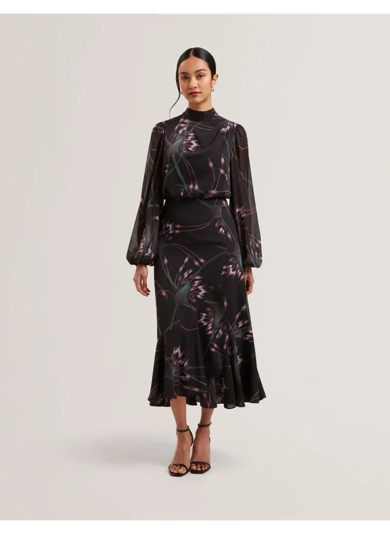 Ted Baker Printed Neck Tie Detail Dress