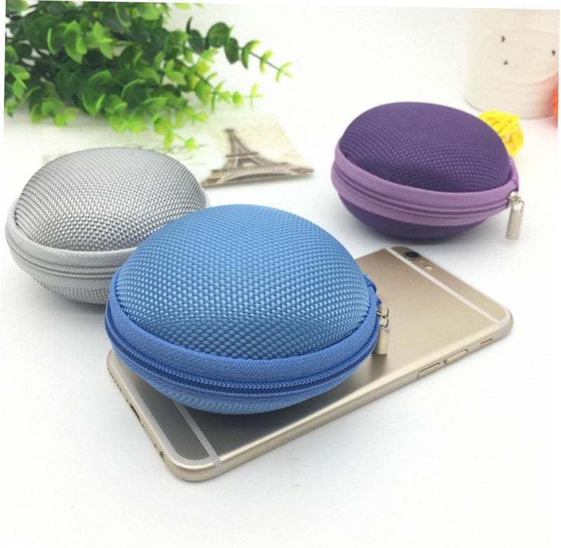 5pcs Multi-Functional Eva Earphone Storage Pouch Data Cable Bag Lightweight Zipper Organizer for Wired Earbuds and USB Accessories Black Purple Silver - Image 3