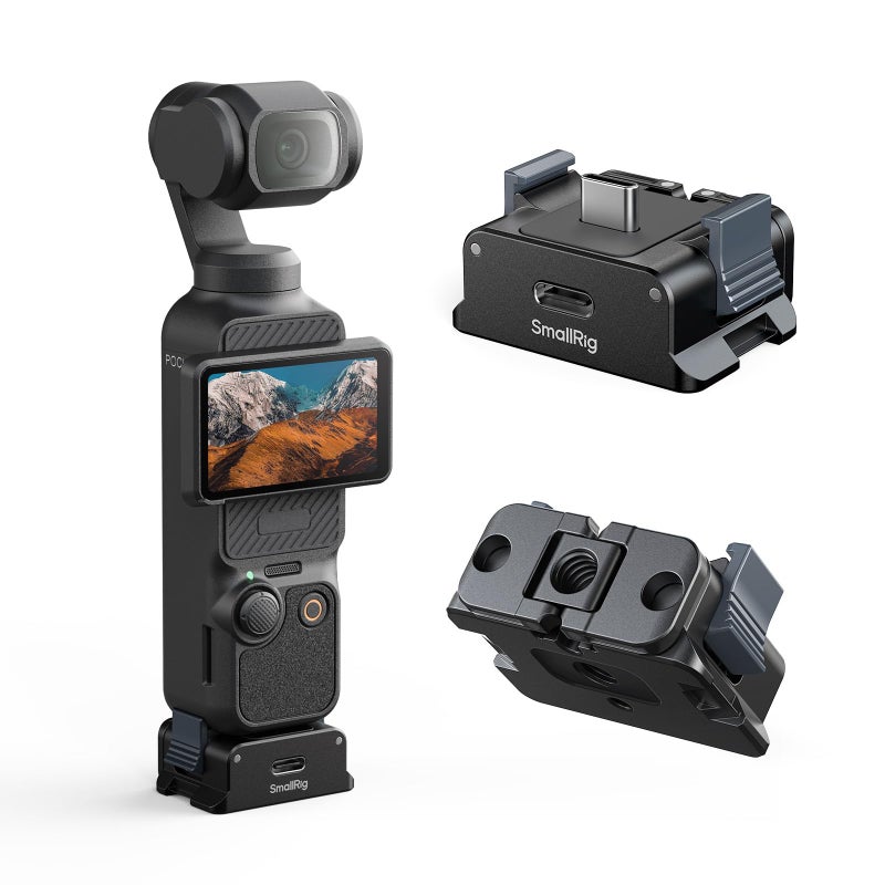 SmallRig Charging Adapter Base for DJI Osmo Pocket 3, Aluminum Desktop Type-C Charging Dock with 1/4" Screw Hole & Foldable Two Claw Mount for Tripods/Selfie Sticks, Stabilizer Base Bracket for Arca - Image 1