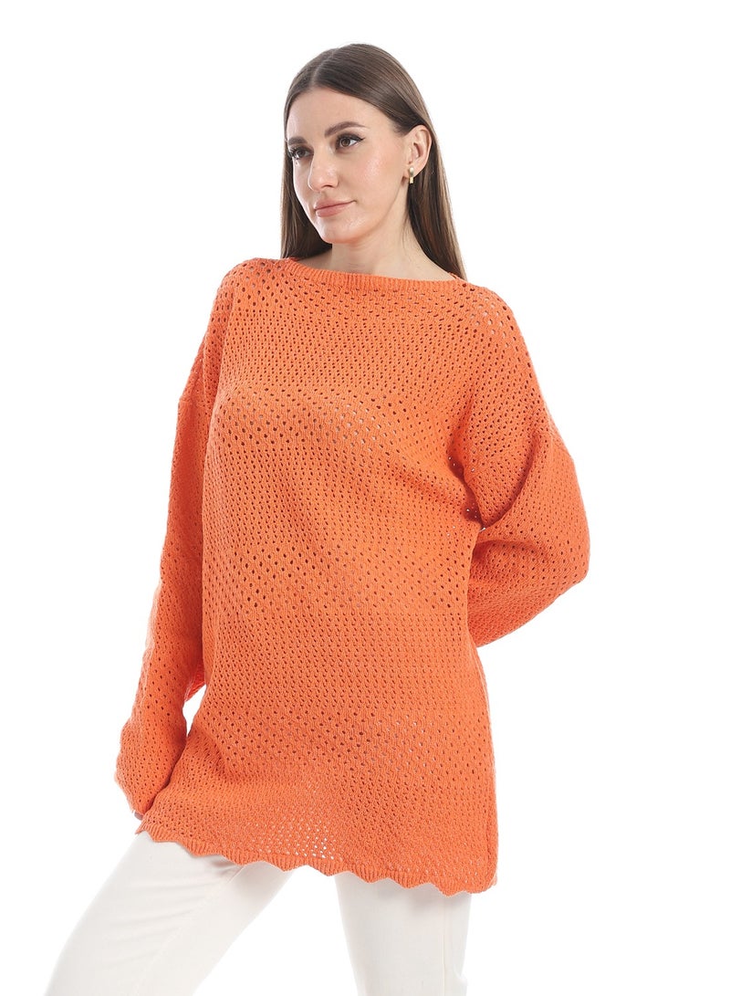 سيزار بلوفر صوف حريمي سادة برقبة دائرية وتصميمات متعددة - Image 3