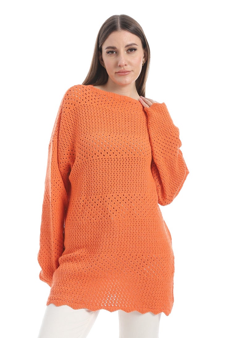 سيزار بلوفر صوف حريمي سادة برقبة دائرية وتصميمات متعددة - Image 2