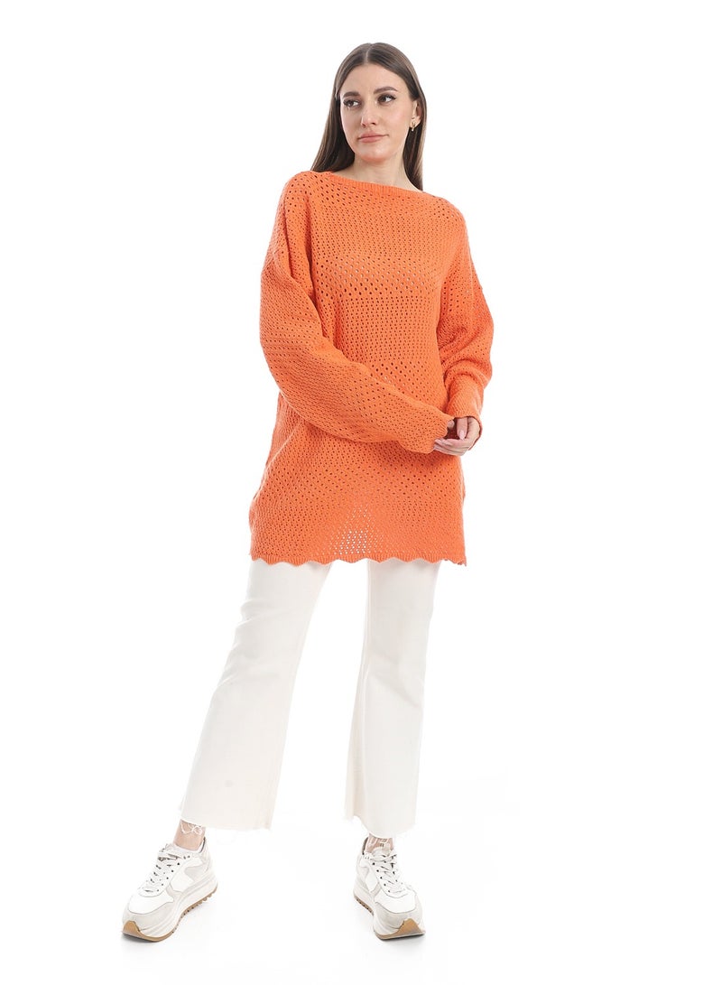 سيزار بلوفر صوف حريمي سادة برقبة دائرية وتصميمات متعددة - Image 1