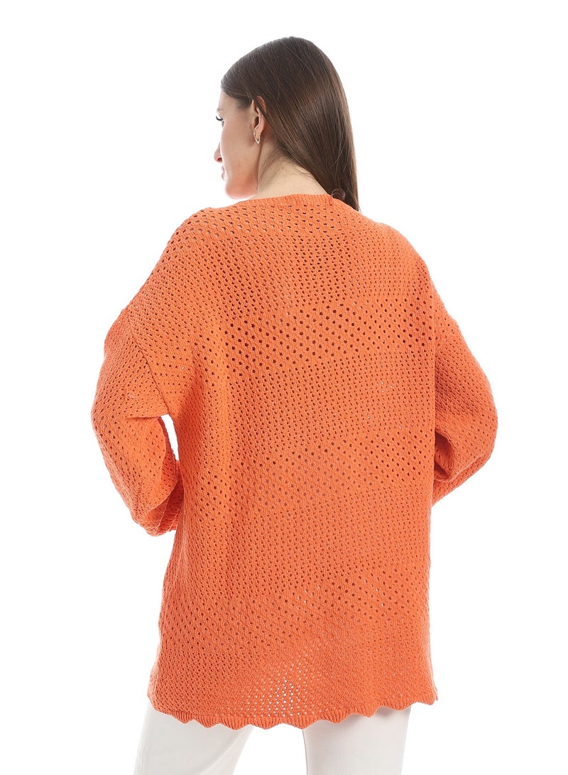 سيزار بلوفر صوف حريمي سادة برقبة دائرية وتصميمات متعددة - Image 4