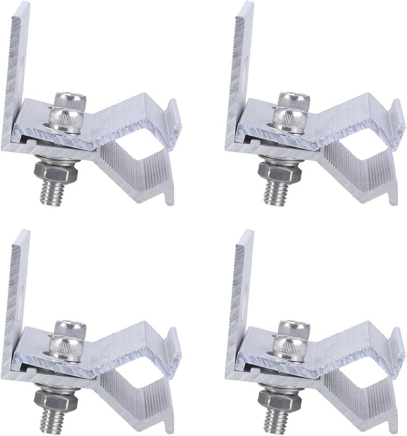 مشابك الألواح الشمسية من الألومنيوم 4 قطع لتثبيت حامل الطاقة الشمسية على الأسطح المعدنية - Image 2