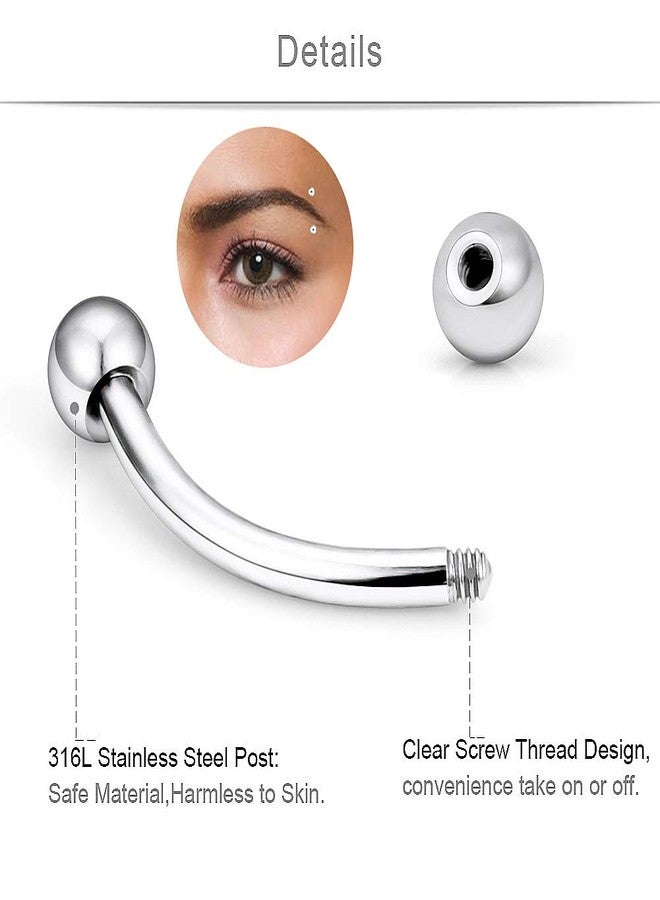 SCERRING 16G Eyebrow Piercing Rings Clear CZ Tragus Helix Cartilage Rook Daith Earrings Lip Ring Barbell Body Piercing Jewelry Retainer 8mm 30PCS Mix Color - Image 2