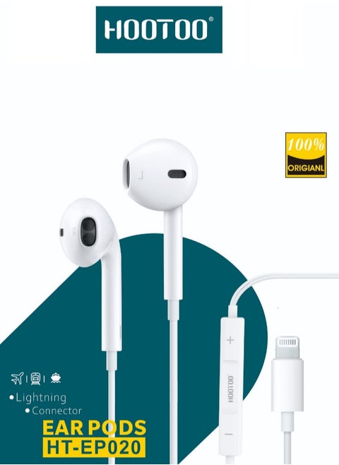 In-Ear original Earphones with lightning port and Mic For iPhone 14, 14 pro,14 pro max  iphone 13, 13 pro,13 pro max iphone 12,12 pro,12 pro max White from HOOTOO