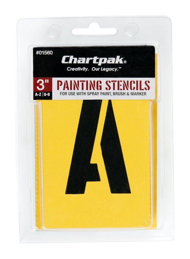 Chartpak Letter and Number Painting Stencils, A-Z and 0-9, 3 Inches H, 35 per Pack (01560) - Image 1
