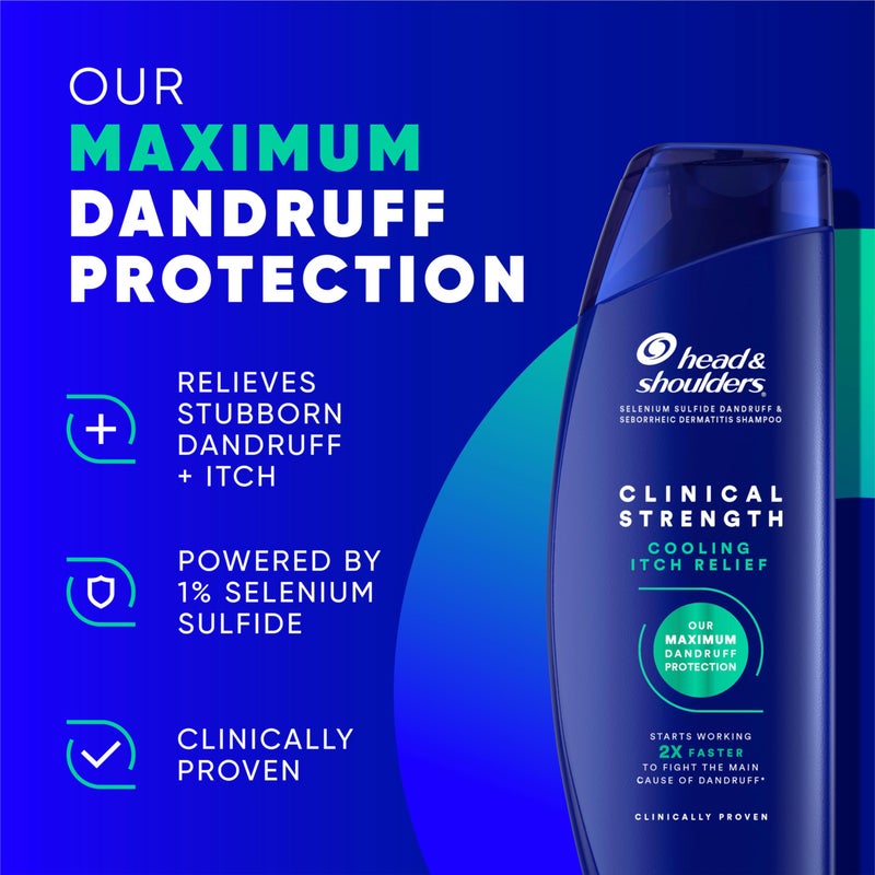 Head & Shoulders Anti-Dandruff Shampoo, Clinical Strength Intensive Itch Relief Twin Pack, 1% Selenium Sulfide, Seborrheic Dermatitis Relief, Itch Relief, 13.5 fl oz Each - Image 2