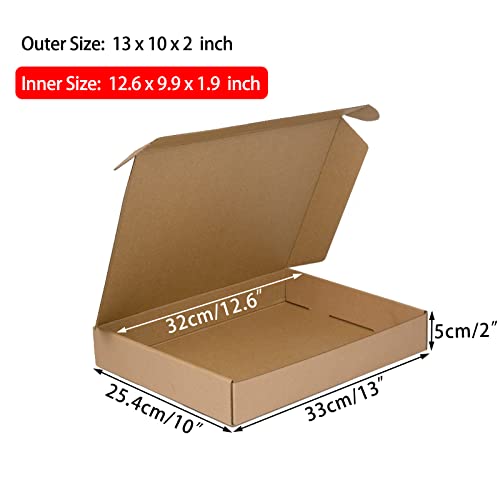 Sodissa 13x10x2 Inches Shipping Boxes Pack of 25, Brown Corrugated Cardboard Boxes for Small Bussiness - Image 2