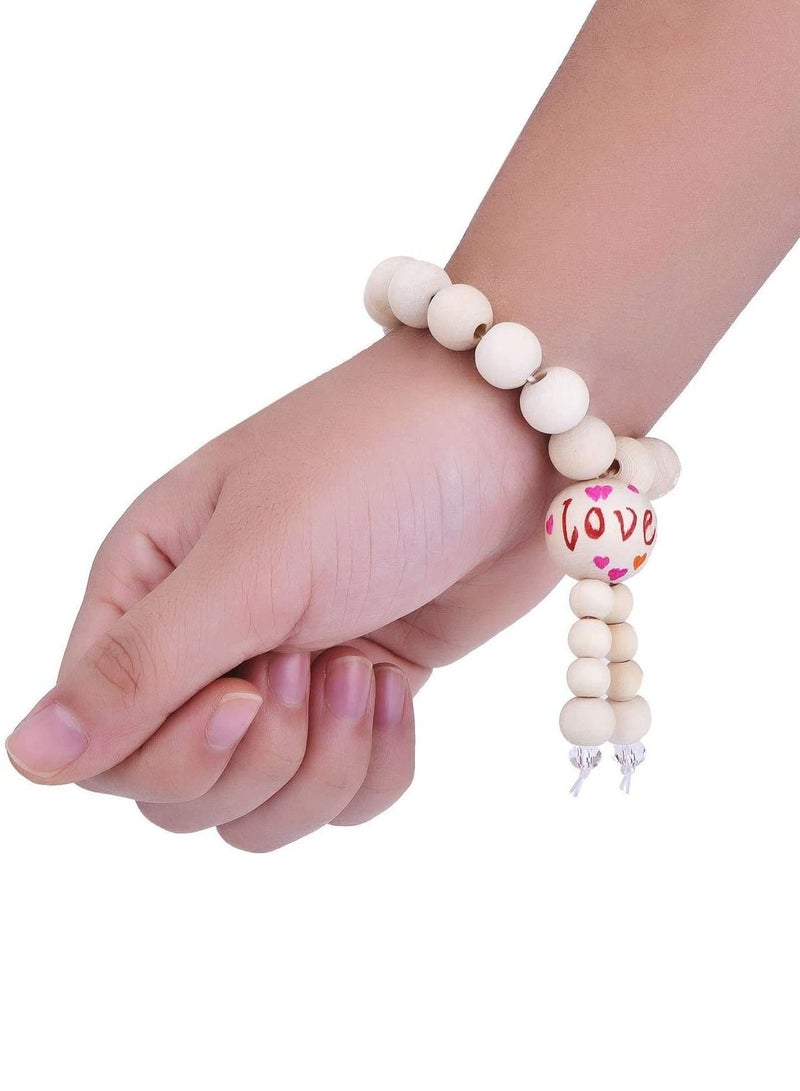 KASTWAVE Wooden Beads Unfinished Wood Beads DIY Craft Supplies Jewelry Beads Office Decor Beads for Jewelry Making Round Ball Natural Round Wood Beads Set with Crystal Elastic Line 1105 Pcs 6 Sizes (Natural) - Image 4