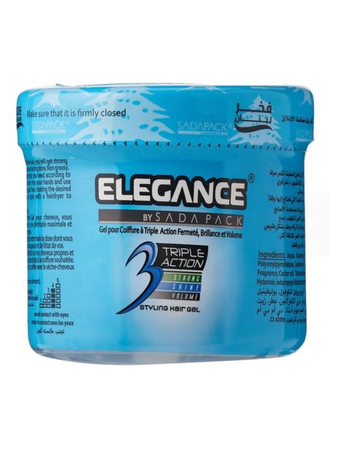 Elegance Triple Action Hair Gel - Blue, 500ml | Strong Hold, Glossy Finish, Flexible Styling - Image 1