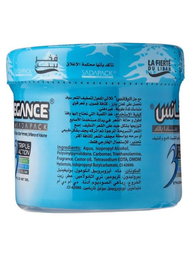 Elegance Triple Action Hair Gel - Blue, 500ml | Strong Hold, Glossy Finish, Flexible Styling - Image 2