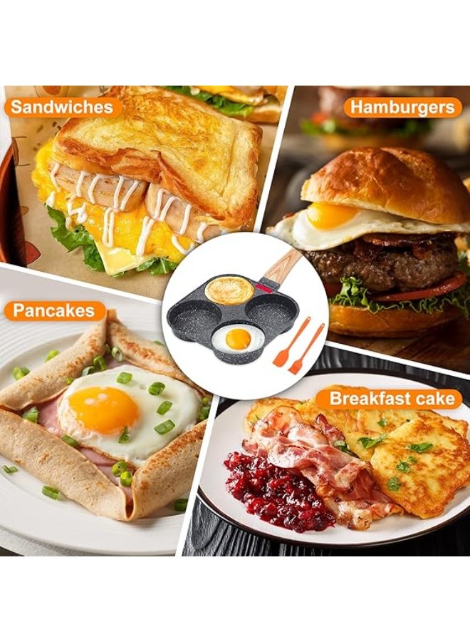 AH Flirto 4-Cup Non-Stick Egg Pan, Pancake Pan for Healthy Breakfast, Aluminum Omelette Pan, Mini Egg Pan, Easy to Clean, Egg Frying Pan Suitable for Gas Stove and Induction Cooking - Image 2