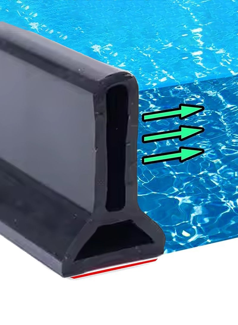 Shower Water Barrier Strip,Collapsible Shower Threshold Water Dam Barrier,Self-Adhesive, for Shower and Water Stopper Keeps Water Inside Water Threshold for Wet and Dry Separation(Black)  - Image 1
