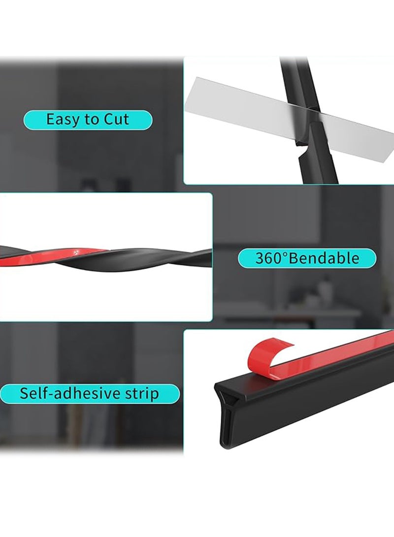 Shower Water Barrier Strip,Collapsible Shower Threshold Water Dam Barrier,Self-Adhesive, for Shower and Water Stopper Keeps Water Inside Water Threshold for Wet and Dry Separation(Black)  - Image 5
