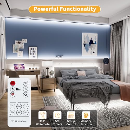 PAUTIX 5V USB COB LED Strip Light 6.56ft/2m 1200lm, Dimmable 640LEDs 6000K Daylight White CRI90+ with RF Remote TV Backlight,Flexible Under Cabinet Tape Light for Bedroom,Kitchen,Home DIY Lighting - Image 3
