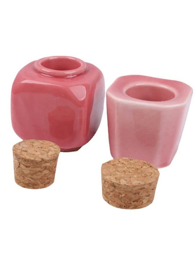 lasenersm 2Pcs Porcelain Material Dappen Dish With Soft Wooden Cap Nail Art Acrylic Powder Nail Art Tools Porcelain Cup Porcelain Dappen Cup Nail Art Acrylic Liquid Powder Dappen Dish Pink - Image 1