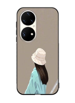 Protective Case Cover For Huawei P50 Pro Brown Hat Girl Design Multicolour