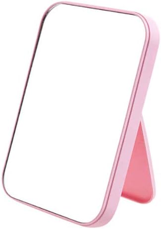 Coobbar Desktop Makeup Mirror, Foldable Makeup Mirror Simple Portable Makeup Mirror Princess Mirror Square Mirror Makeup Mirror for Women, 8 Inch (Pink)