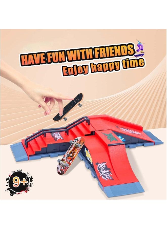 Finger Skateboard Ramp Set, Mini and Accessories Props Deck Track Ultimate Park Ramps Fingerskate Toy Set for Kids Birthday Gift (D)  - Image 3