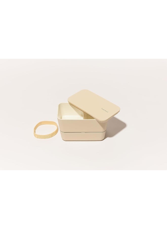 Takenaka TAKENAKA Bento Lunch Box, Flat Dual Eco-Friendly and Sustainable Bento box from Japan (White Eggshell)  - Image 2