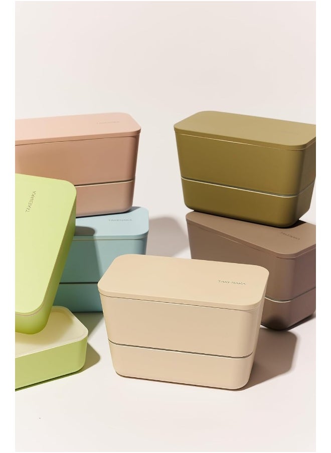 Takenaka TAKENAKA Bento Lunch Box, Flat Dual Eco-Friendly and Sustainable Bento box from Japan (White Eggshell)  - Image 5